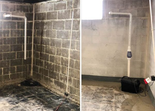 basement mold remediation and waterproofing before and after